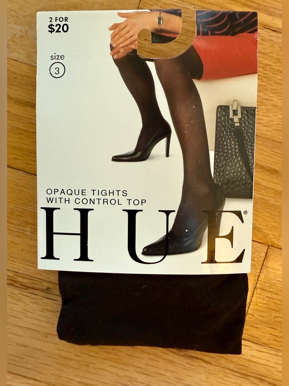 HUE Opaque Control Top Tights in Espresso Brown size 3 New